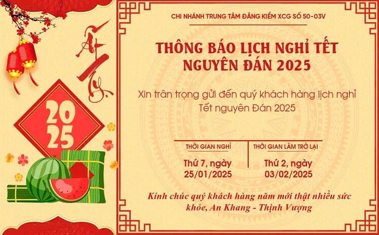 ITHÔNG BÁO LỊCH NGHỈ TẾT NGUYÊN ĐÁN NĂM 2025